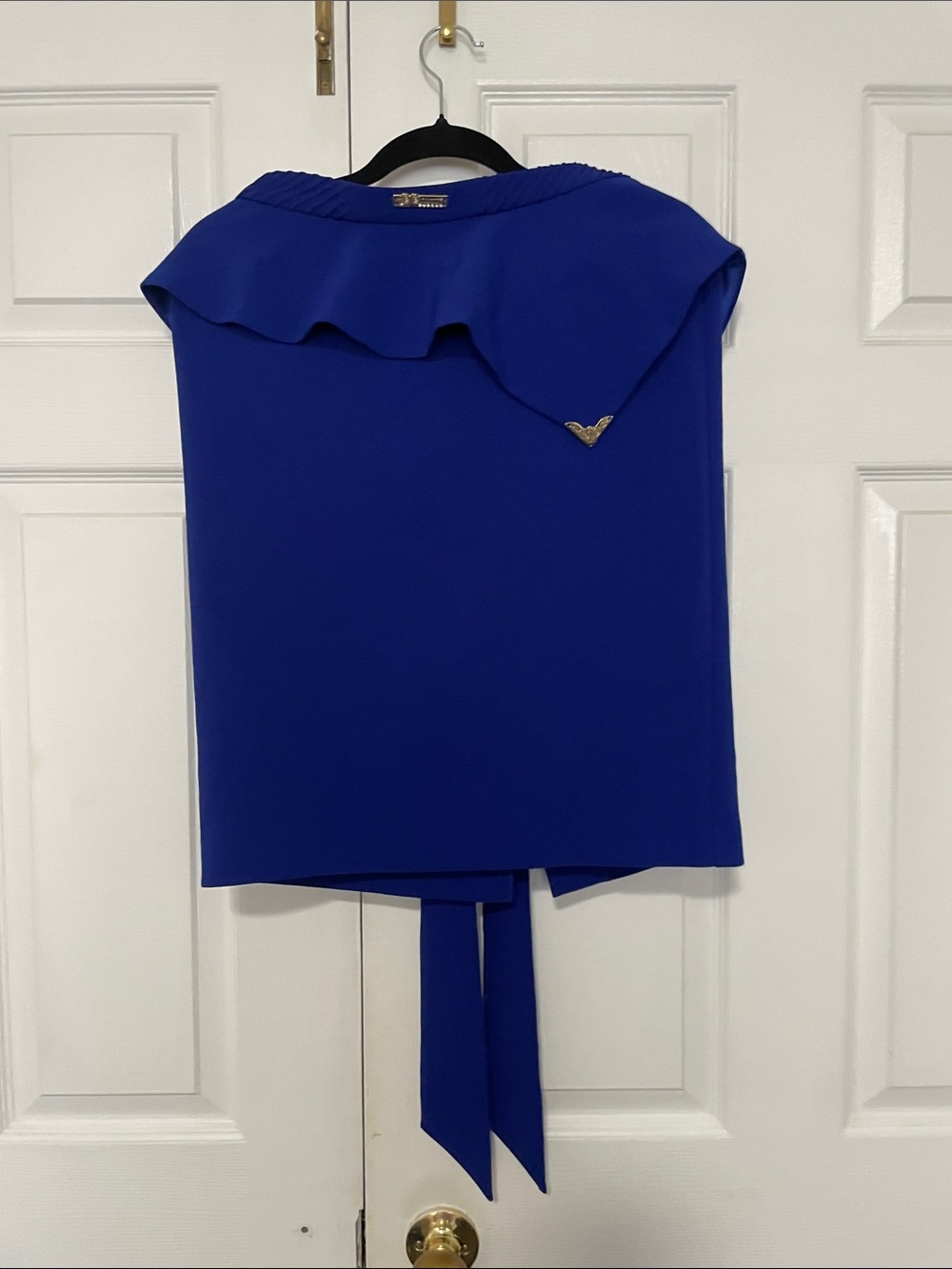 Elegant Cobalt Pencil Skirt with Ruffle Detail